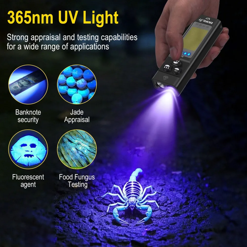 Latarka EDC BORUiT U7 UV LED 1 – Cycling To Work recenzja i cena